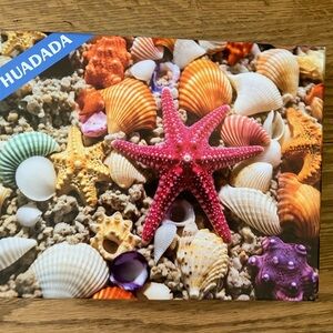 Jigsaw Puzzle-Bright Pink Starfish and Colorful Shells